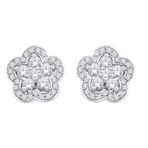 10K White Gold 1/3 Ct.Tw. Diamond Flower Stud Earrings