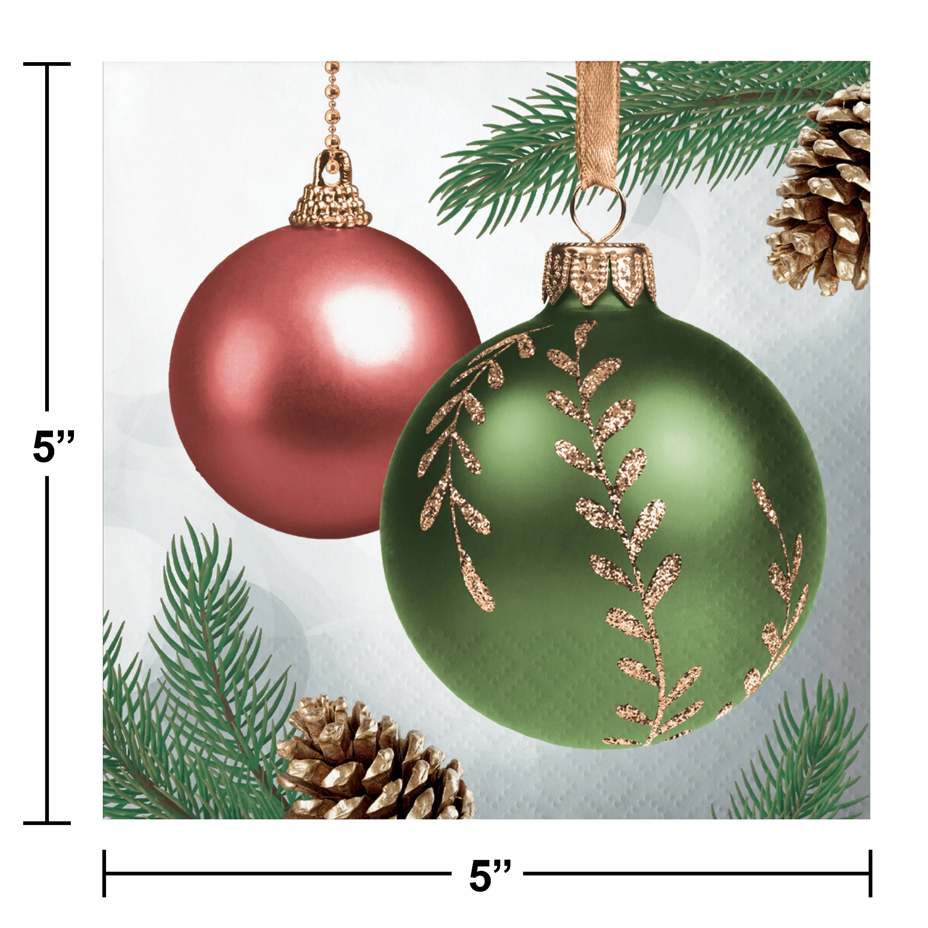 10" x 10" Dazzling Ornaments Beverage Napkins
