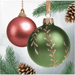 10" x 10" Dazzling Ornaments Beverage Napkins