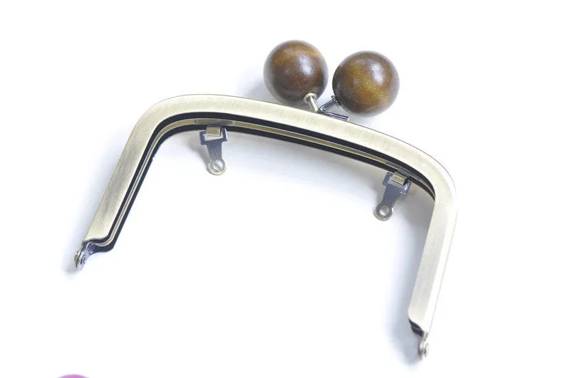 13cm( 5") Antique Bronze Metal Purse Frame With Wood Head Kisslock Glue-in Purse Frame Various Color