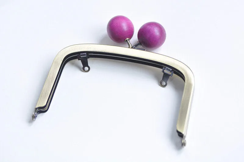 13cm( 5") Antique Bronze Metal Purse Frame With Wood Head Kisslock Glue-in Purse Frame Various Color