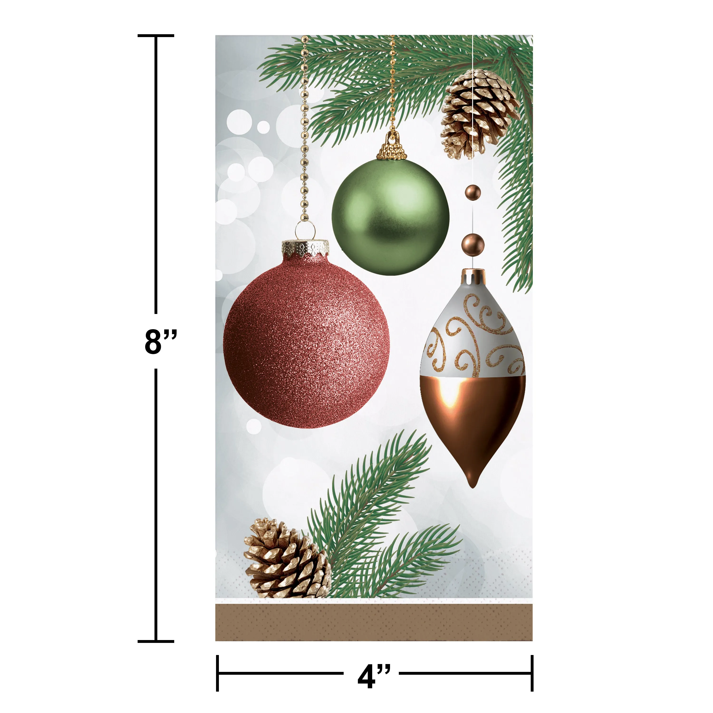 15.66" x 11.66" Dazzling Ornaments Guest Towel