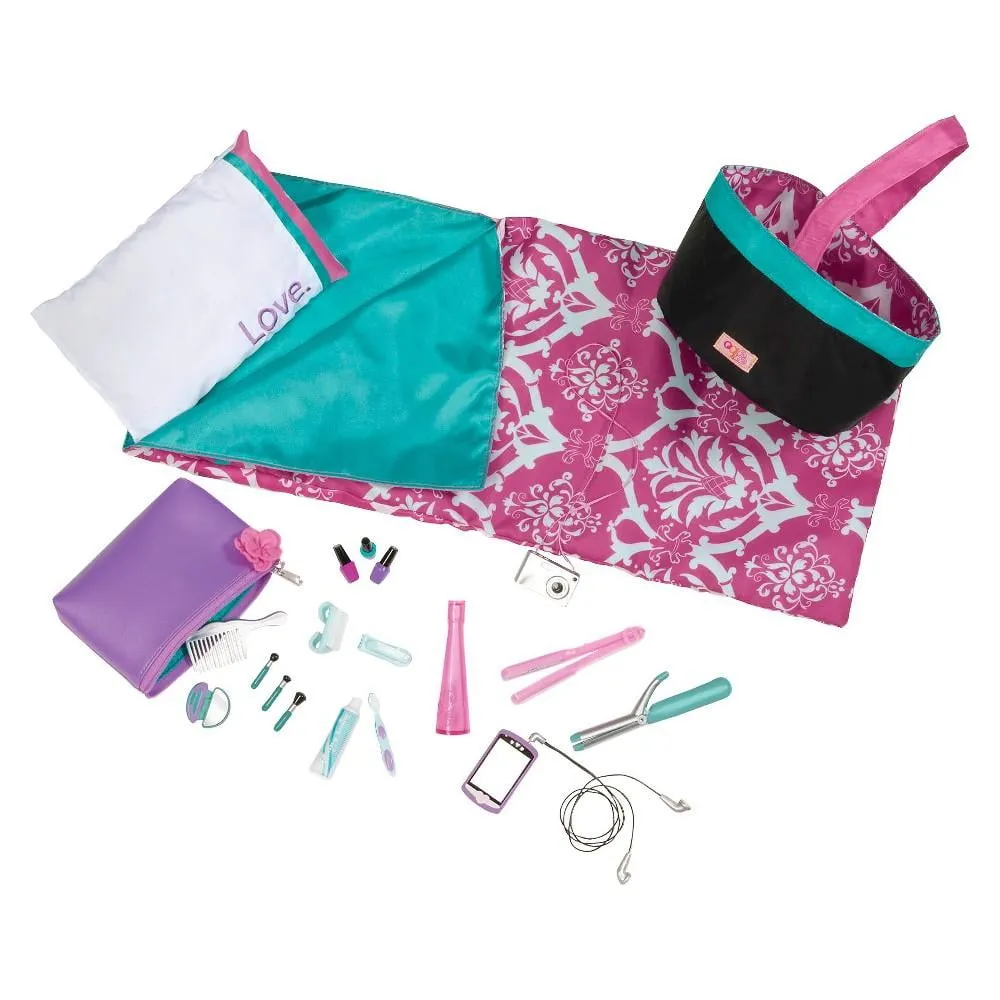 18 Doll Sleepover Party Set Sleeping Bag and Accessories
