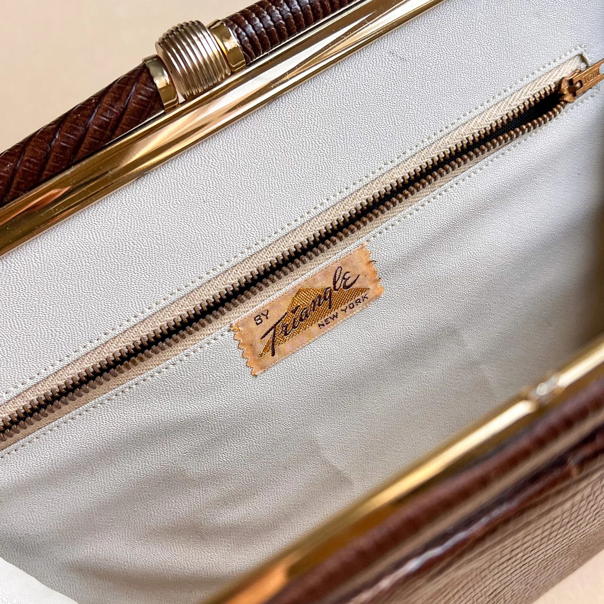 1950s Chocolate Brown Faux Lizard Handbag
