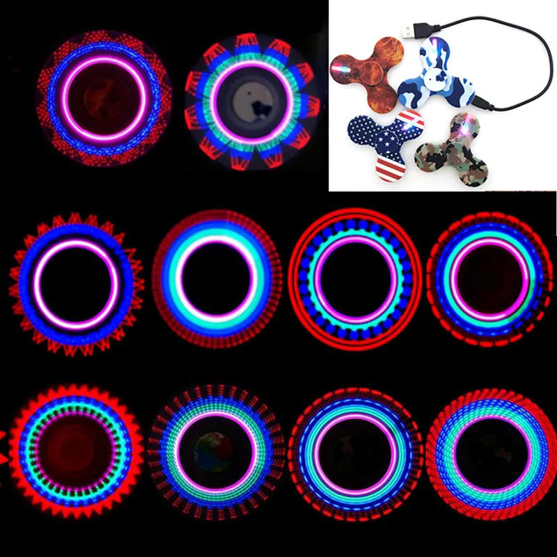 2017 Hand Spinner Glow in the Dark Fluorescent Fidget Spinner With Charger Luminous Light