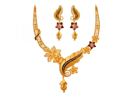 22k Gold Dazzling Jewellery Set Statement Piece