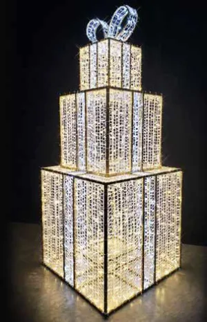 3-TIERED ILLUMINATED GIFT BOX STACK