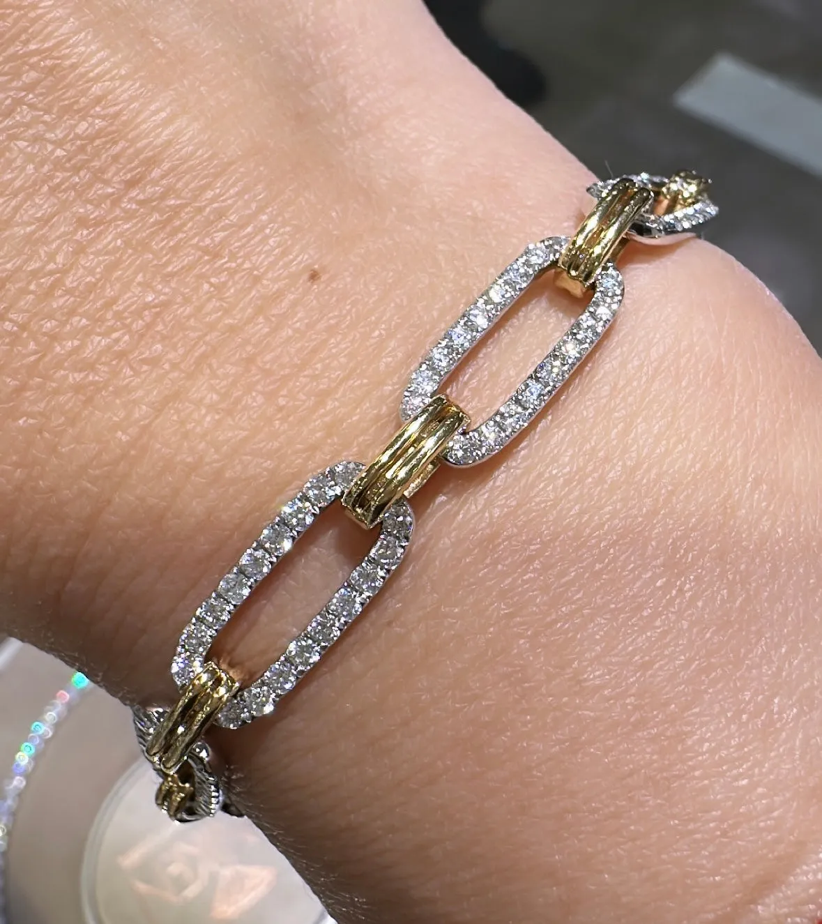 3.76ct tw Diamond Pave Two Tone Link Bracelet