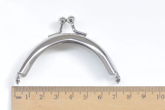 3" (7cm) Mini Purse Frame Half Round Coin Silver Bag Frame