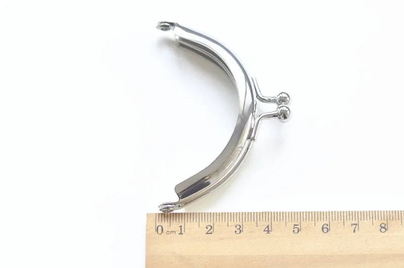 3" (7cm) Mini Purse Frame Half Round Coin Silver Bag Frame