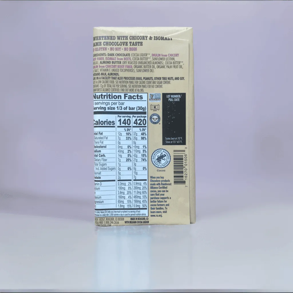 60% No Sugar Salted Almond Butter Dark Chocolate
