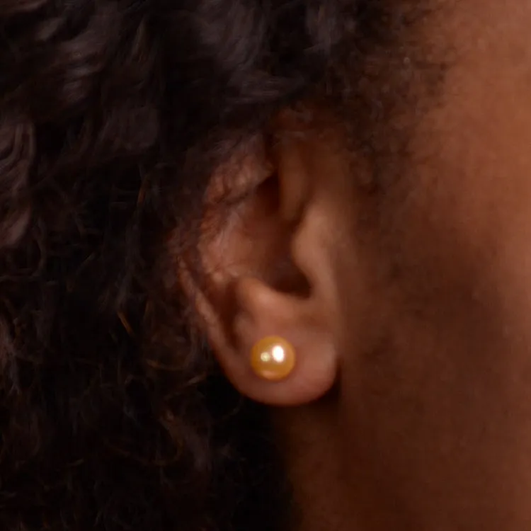 8 mm Gold Pearl Earrings