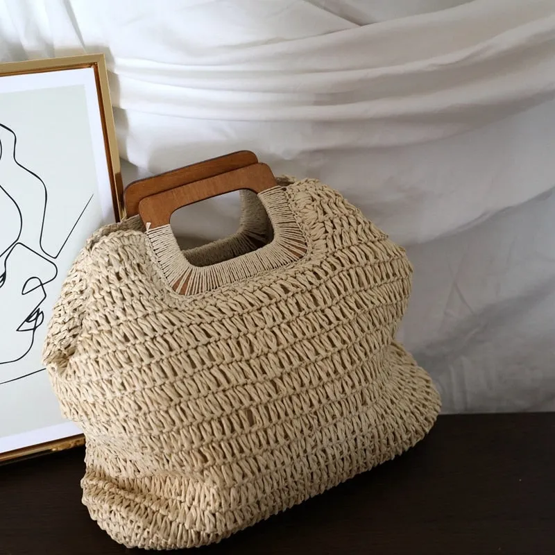 Annabelle Square Straw Shopper Bags - 2 Colors