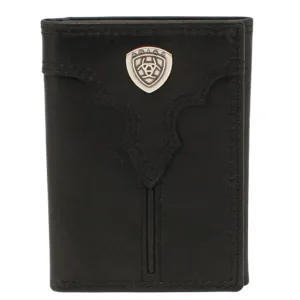 Ariat Black Center Bump Shield Trifold Wallet A3549801