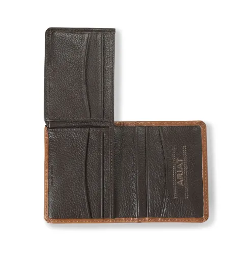 Ariat Mens Brown Sunburst Basketweave Leather Bi-Fold Wallet A3556902