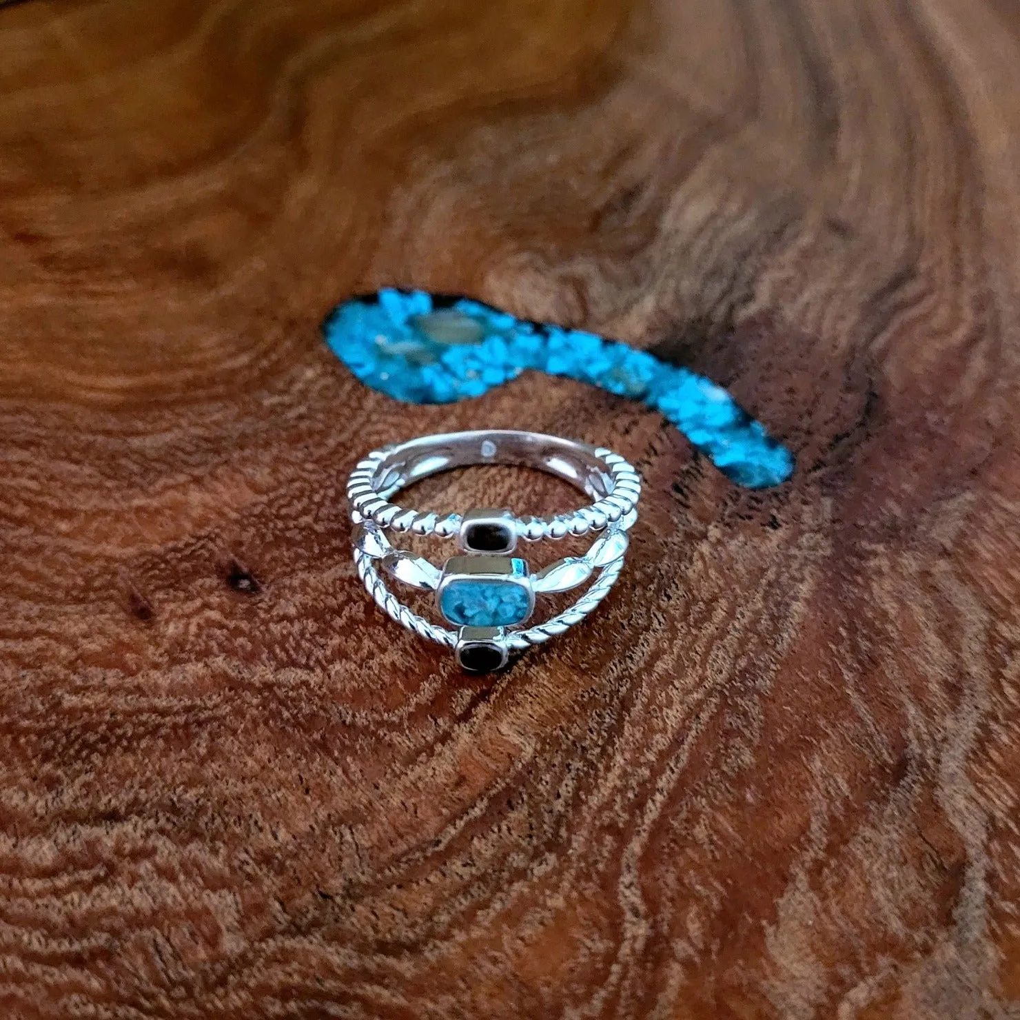 Arizona Sand & Turquoise Sterling Silver Ring by Dune Jewelry GJ-RNG-0033