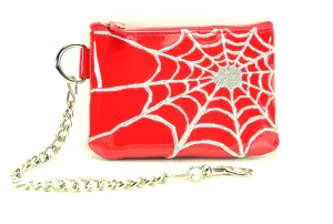 AssortedZip Top Purse With Silver Embroidered Spider Net
