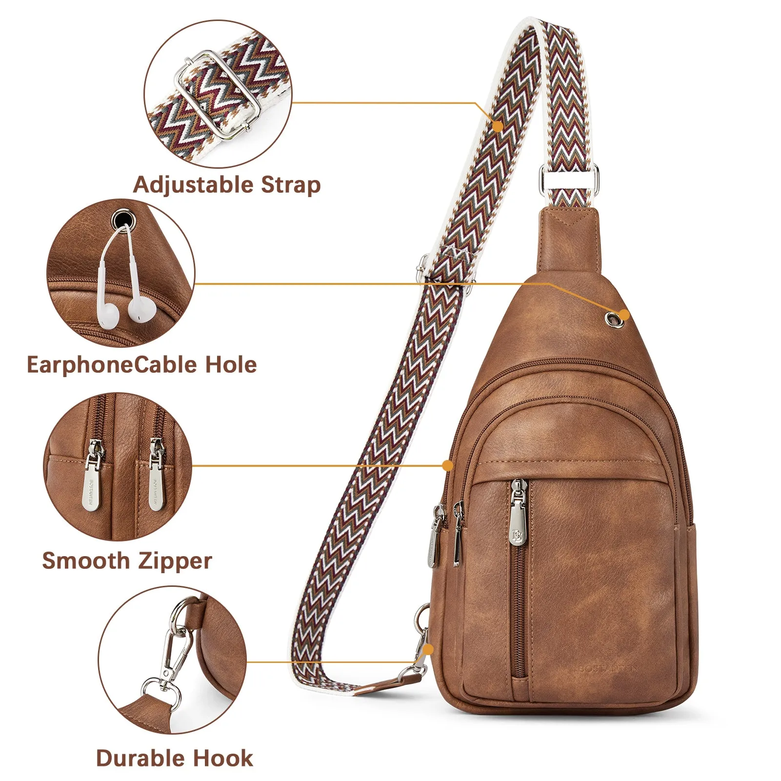 Aurora Chevron Patterned Sling Bag with Adjustable Guitar Strap