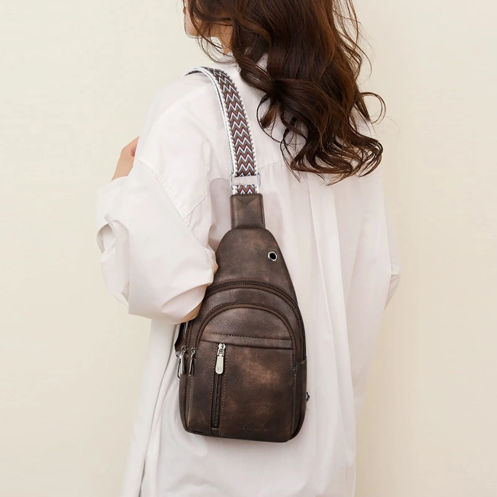 Aurora Chevron Patterned Sling Bag with Adjustable Guitar Strap