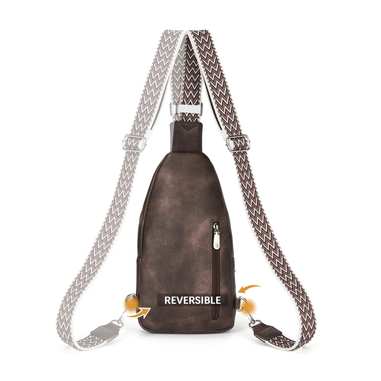 Aurora Chevron Patterned Sling Bag with Adjustable Guitar Strap