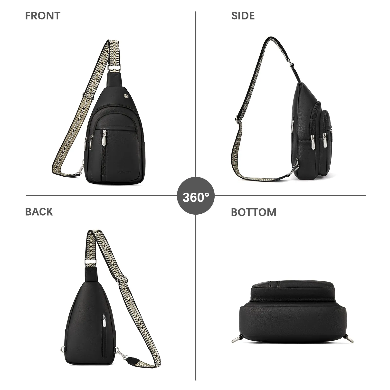 Aurora Chevron Patterned Sling Bag with Adjustable Guitar Strap