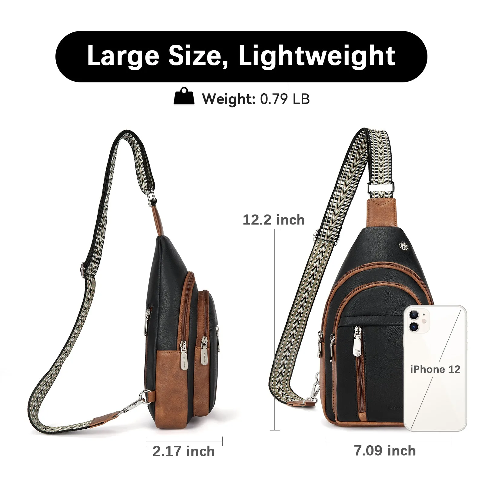 Aurora Chevron Patterned Sling Bag with Adjustable Guitar Strap