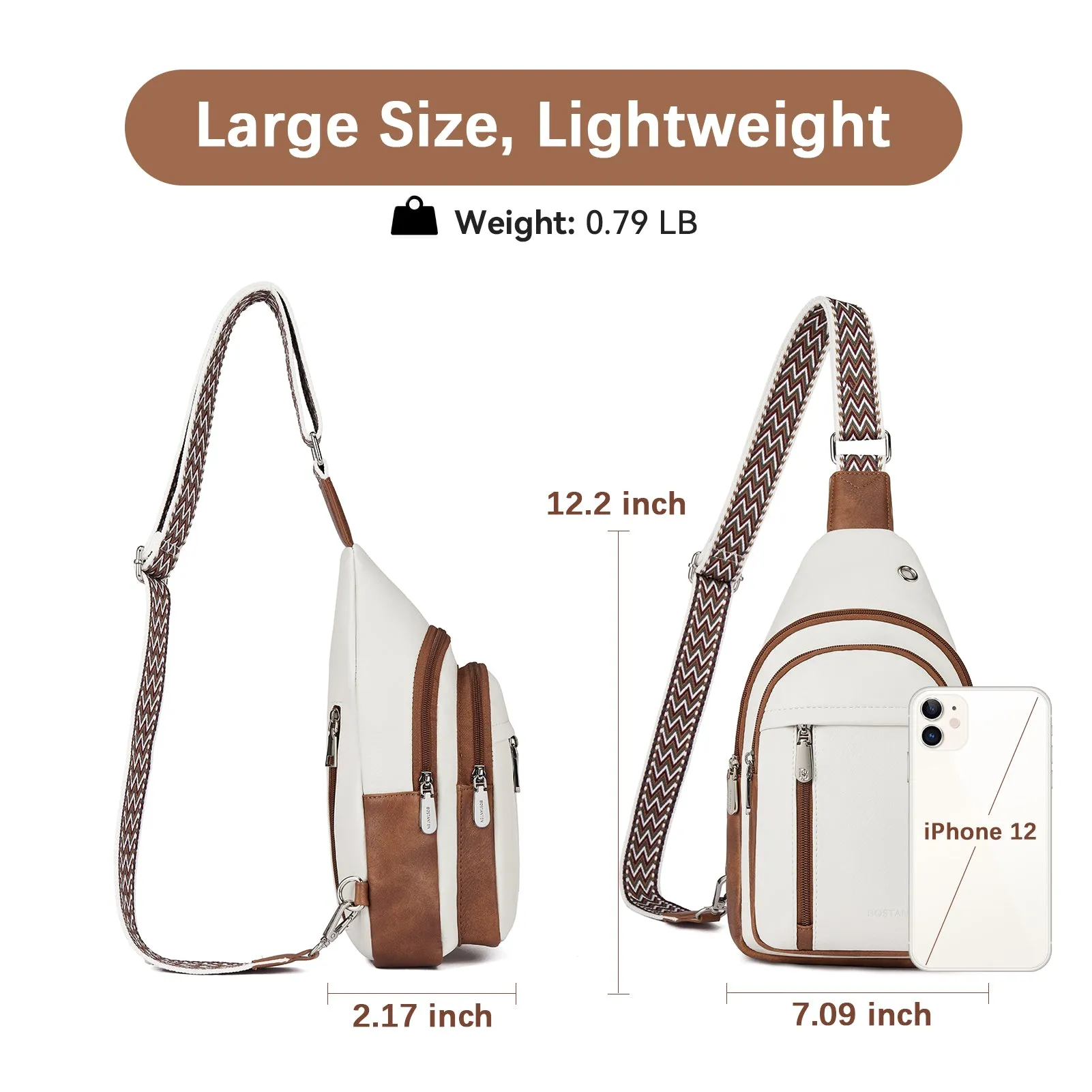 Aurora Chevron Patterned Sling Bag with Adjustable Guitar Strap