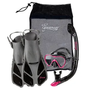 Aviator Snorkel Set - Black Silicone/Pink
