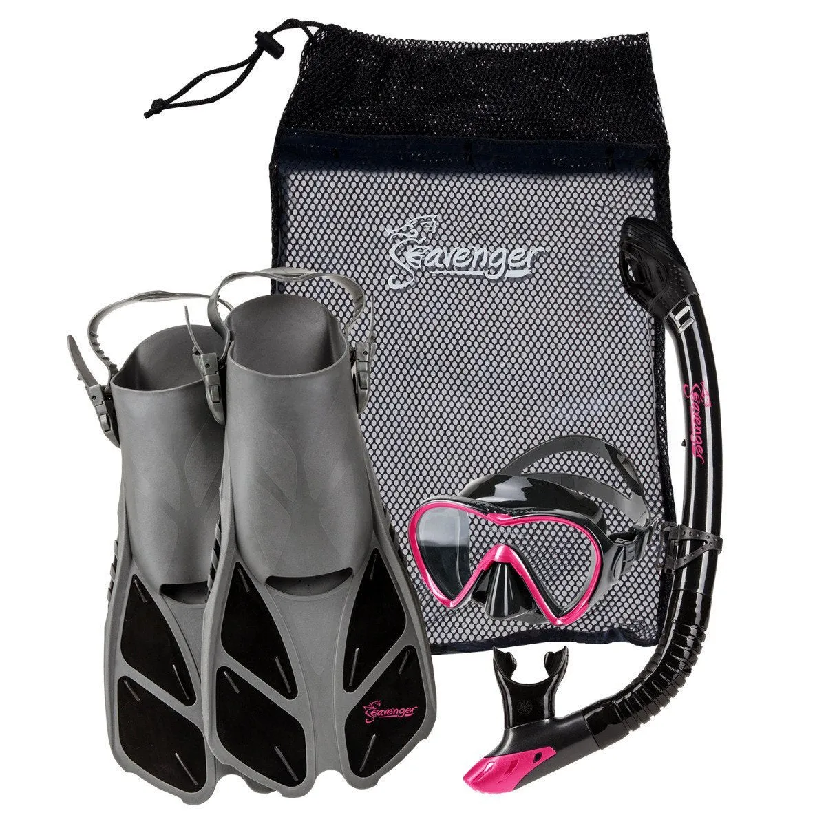 Aviator Snorkel Set - Black Silicone/Pink