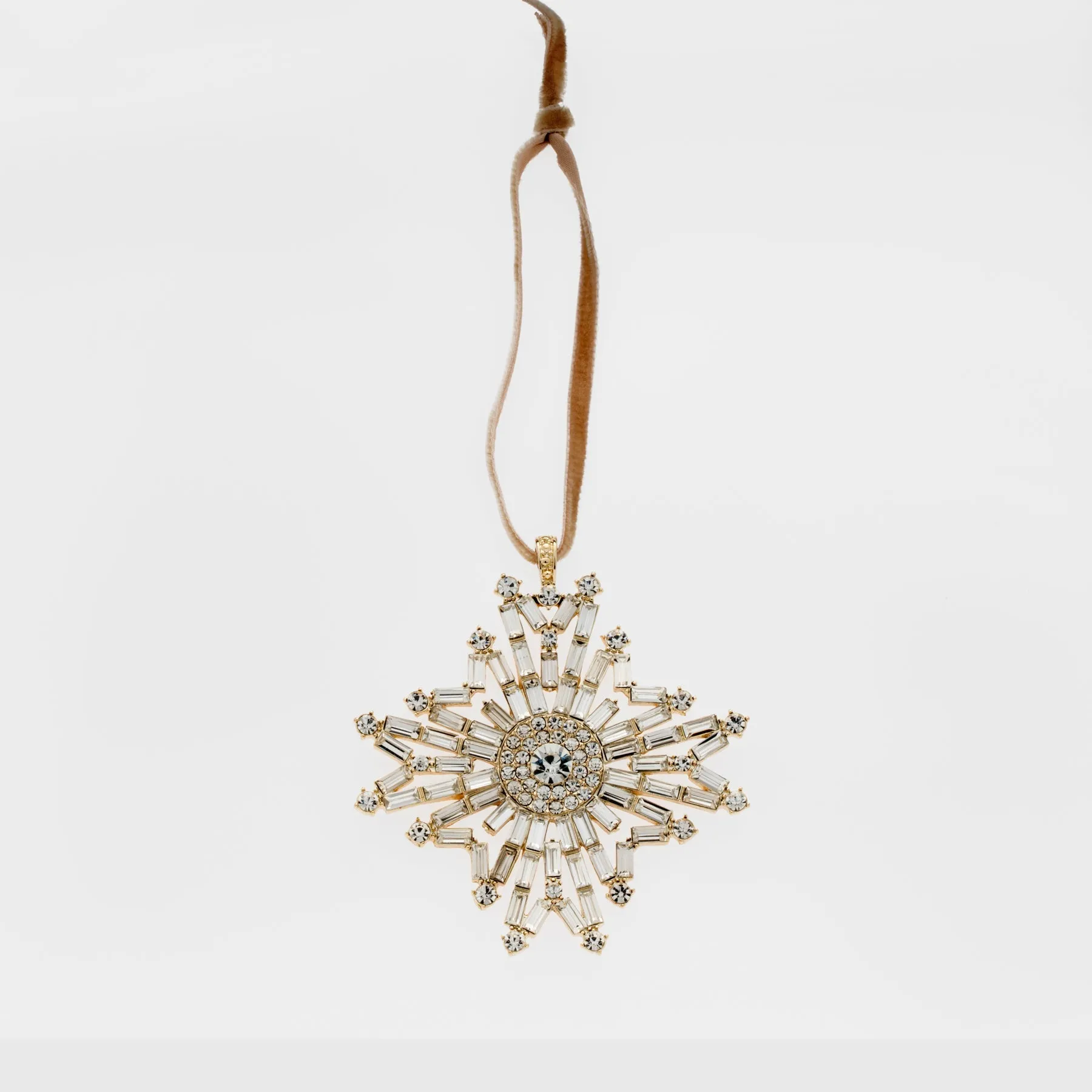Baguette Snowflake Hanging Ornament, Crystal