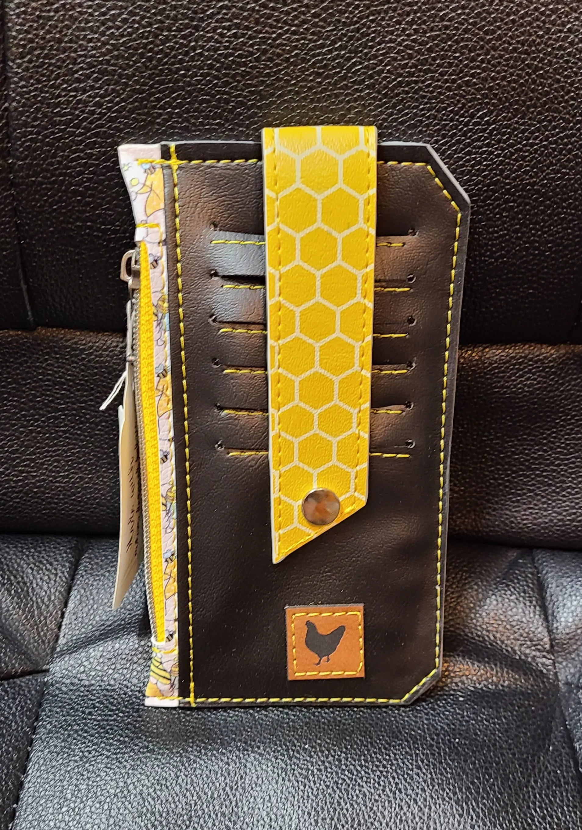 Bee Gnomes Vinyl with Black and Honeycomb Purse Pal Wallet