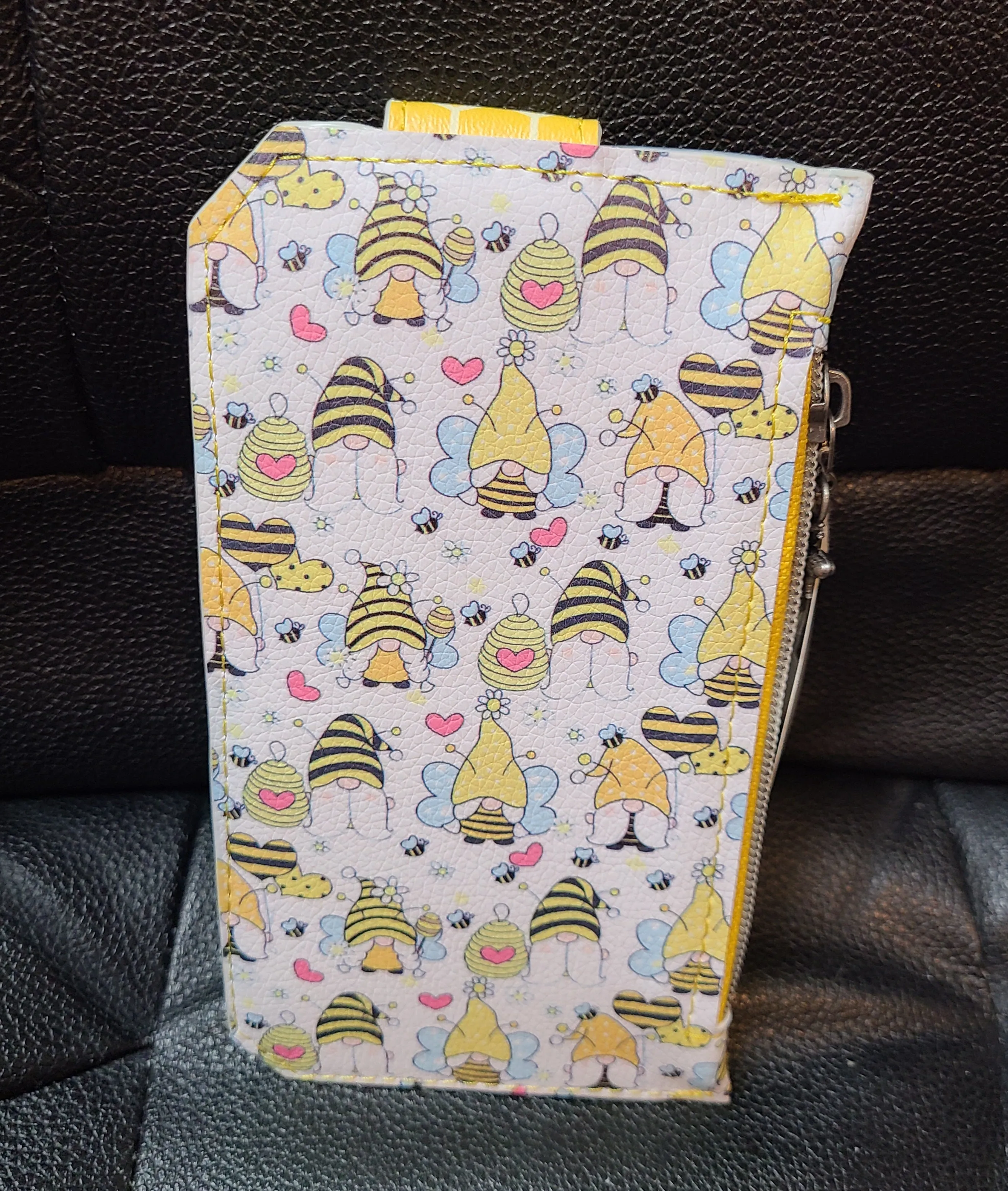 Bee Gnomes Vinyl with Black and Honeycomb Purse Pal Wallet
