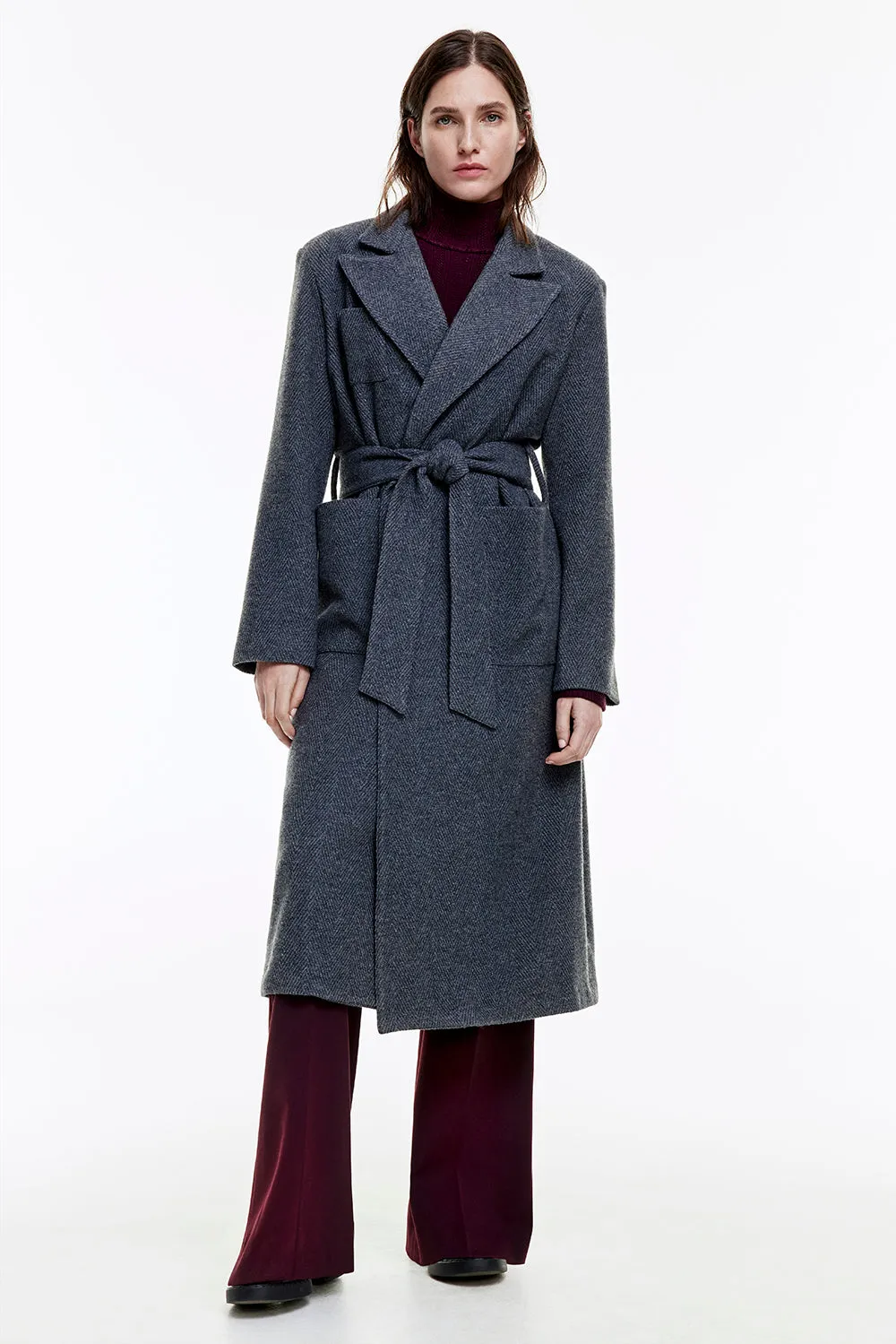 BELTED WRAP COAT 090624