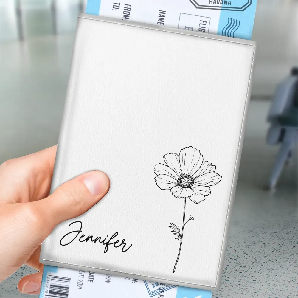 Birth Month Flower - Personalized Passport Cover, Passport Holder