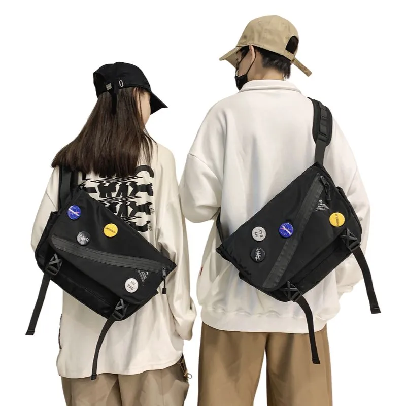 Black Nylon Messenger Bag