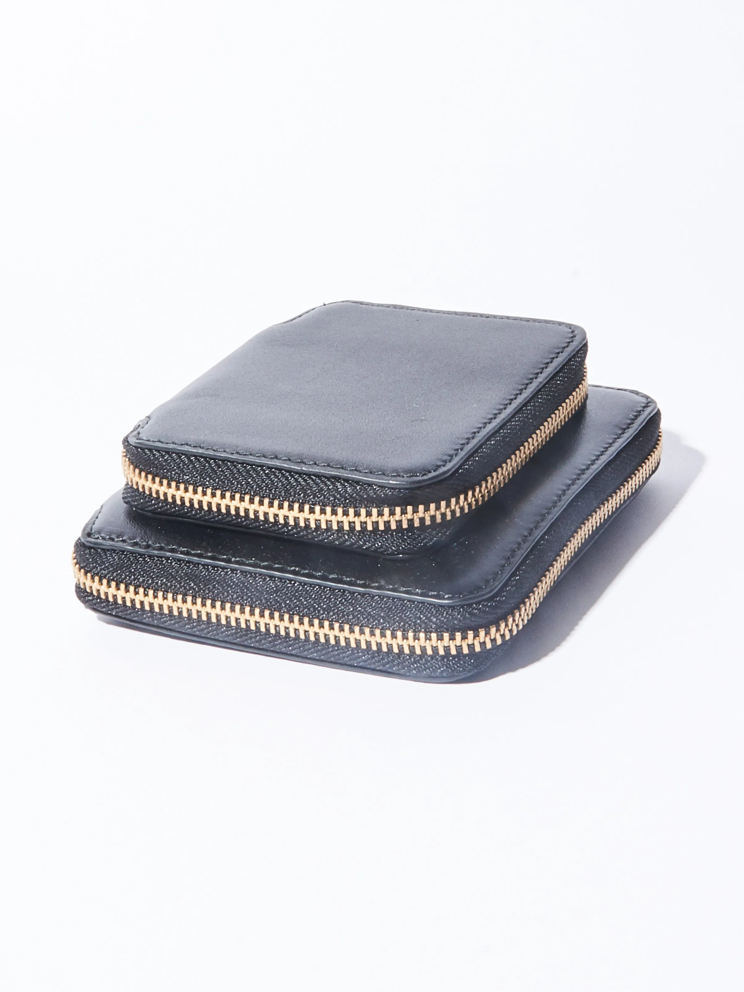 Black Outside Pocket Zip Around Wallet