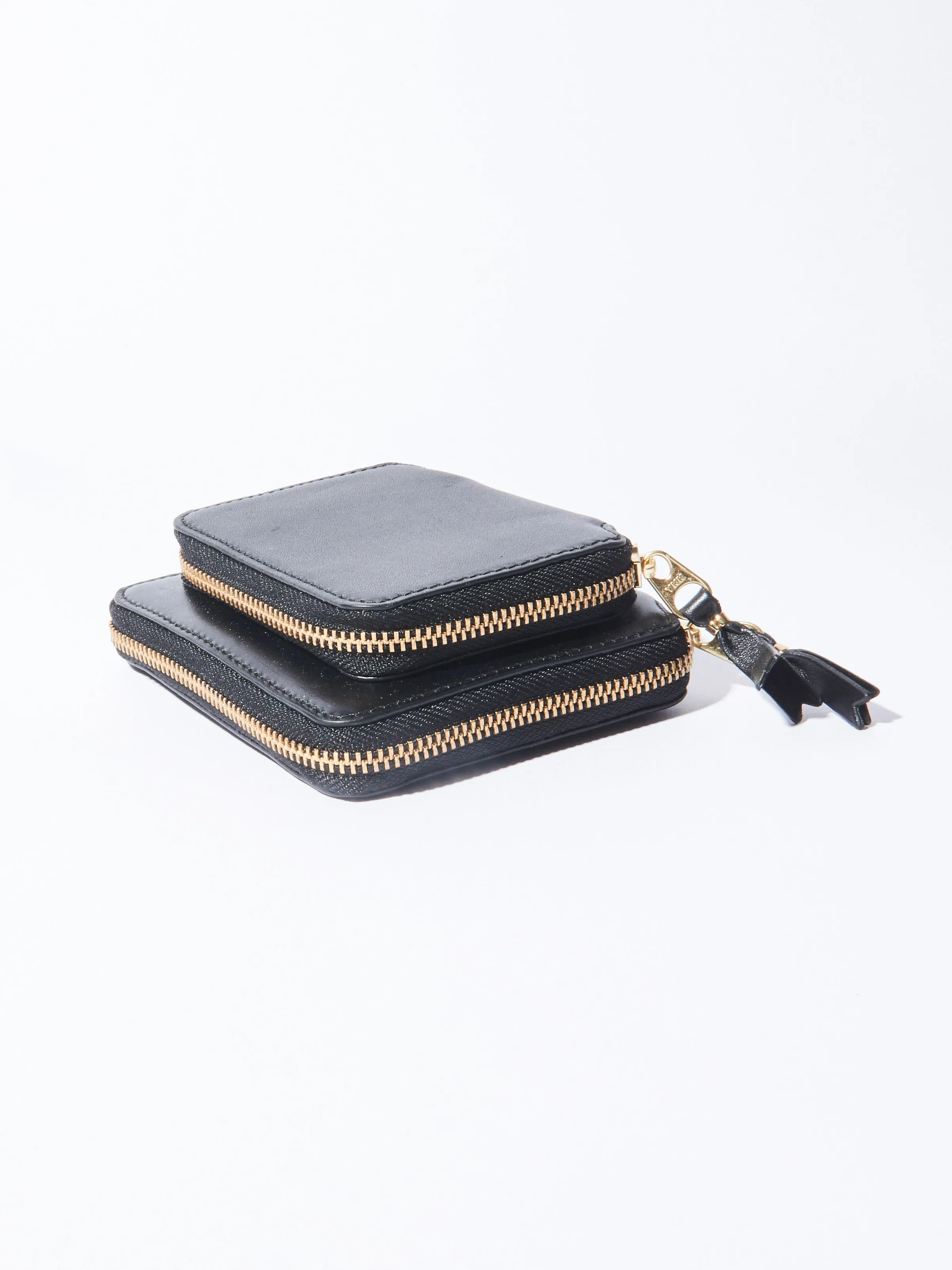 Black Outside Pocket Zip Around Wallet