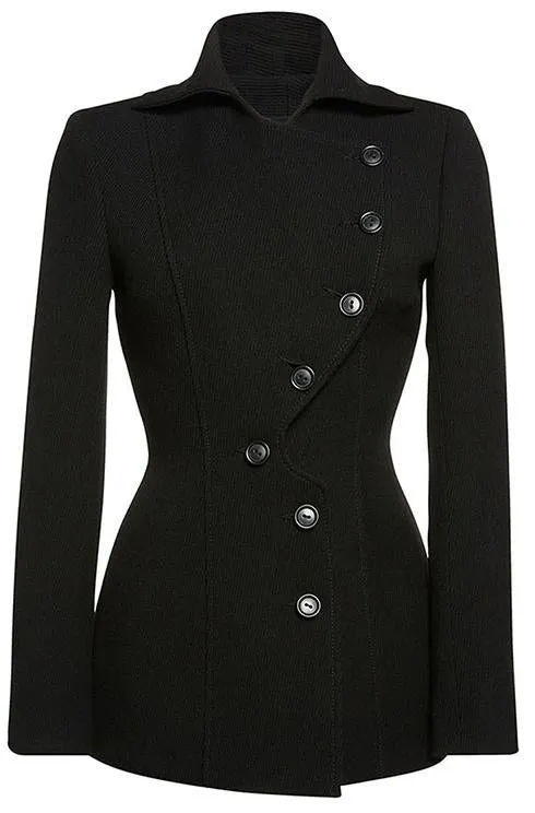 Black Side-Button-Closure Jacket