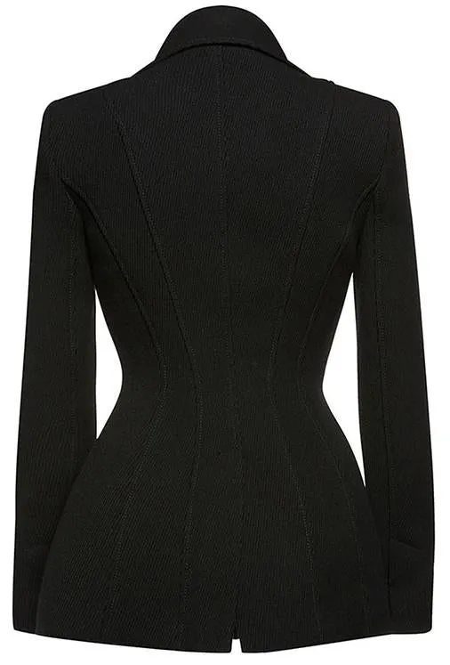 Black Side-Button-Closure Jacket