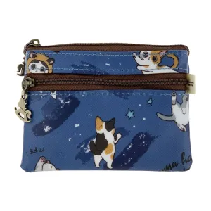 Blue Cat Yoga Keychain Coin Purse