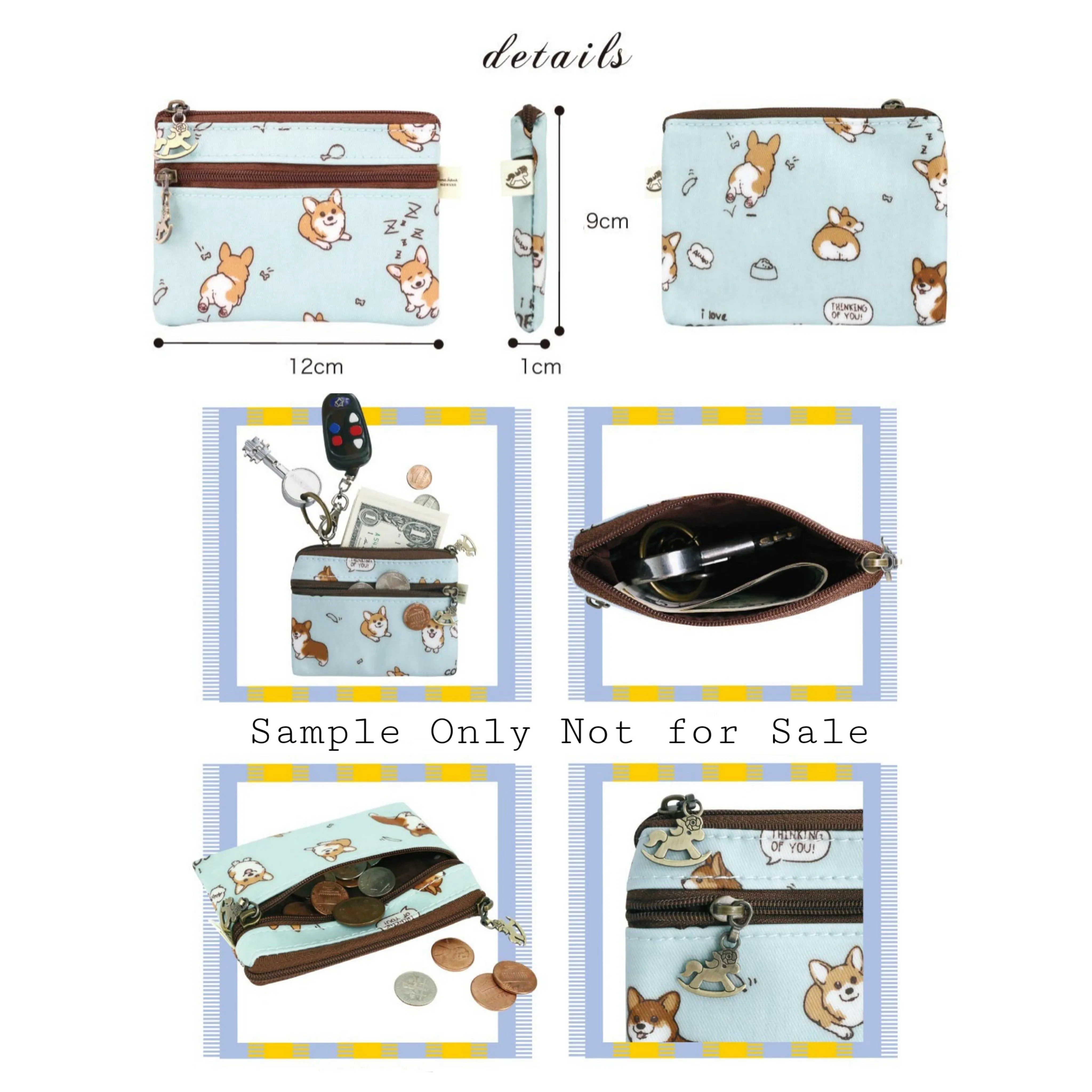 Blue Cat Yoga Keychain Coin Purse