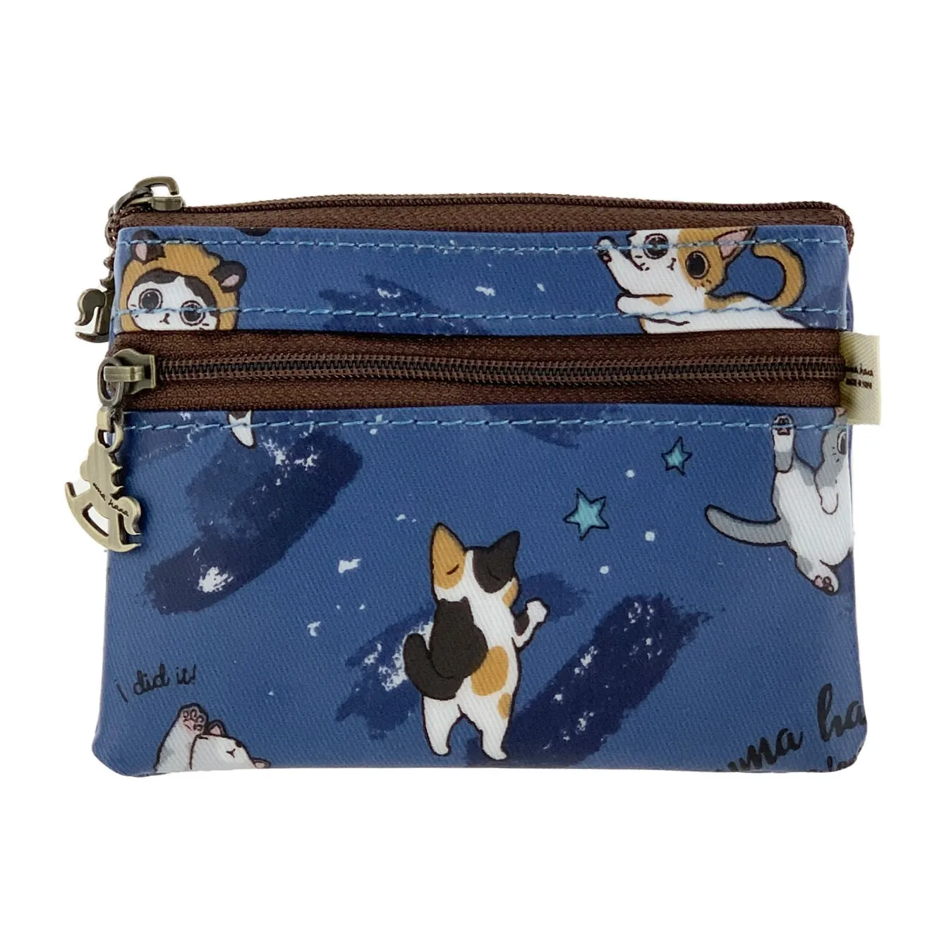 Blue Cat Yoga Keychain Coin Purse