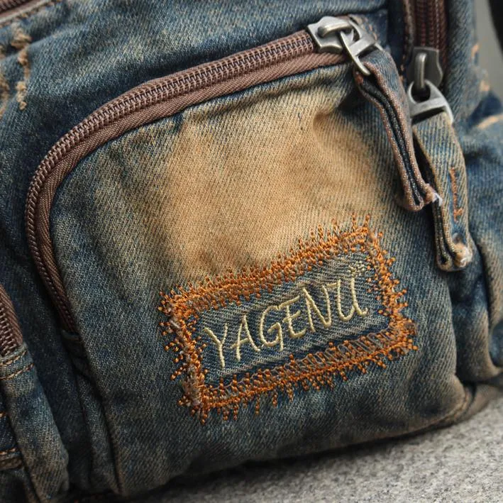 Blue Denim Mens Womens Side Bag Courier Bag Blue Jean Messenger Bag For Women