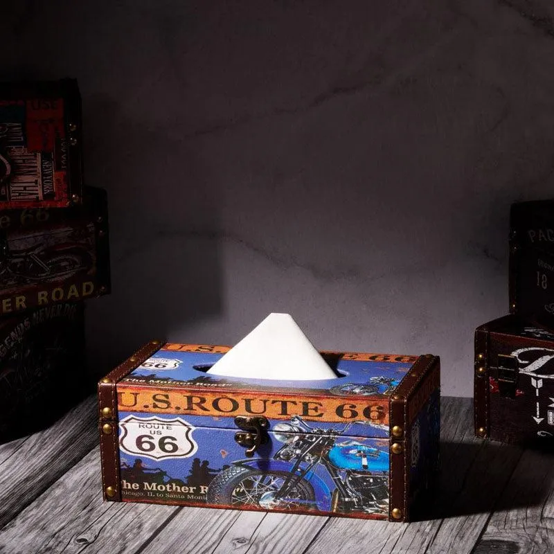 Blue Route 66 Tissue Box