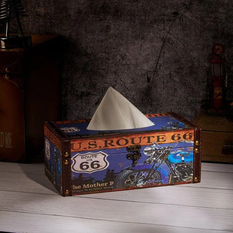 Blue Route 66 Tissue Box