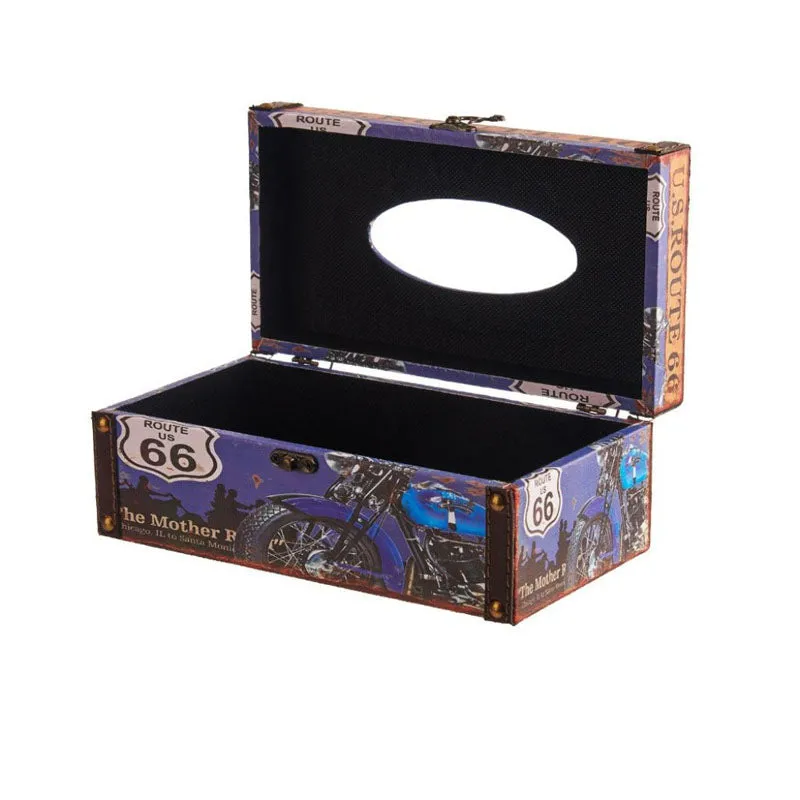 Blue Route 66 Tissue Box