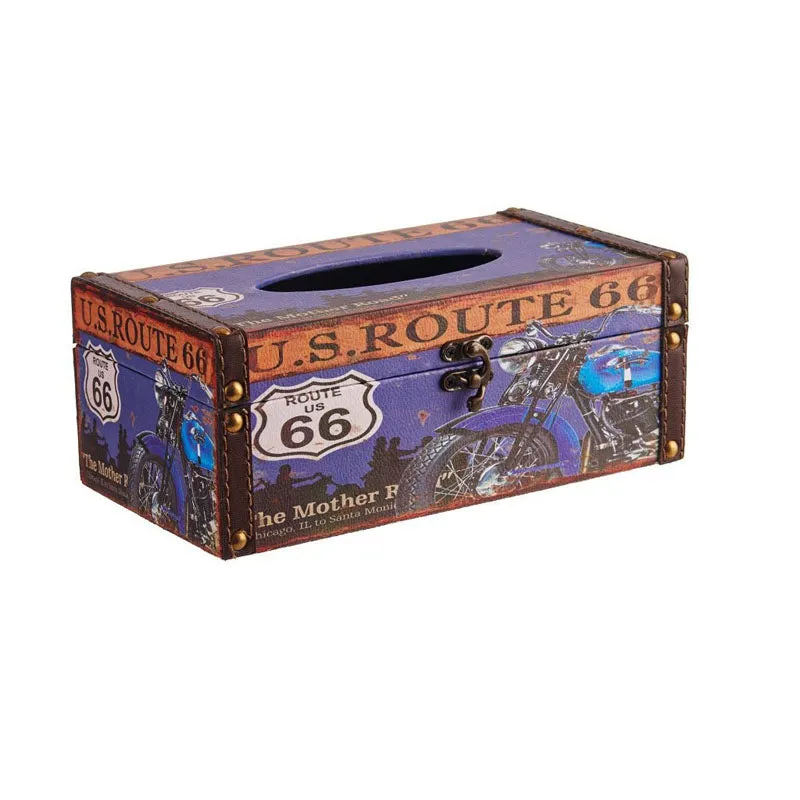 Blue Route 66 Tissue Box