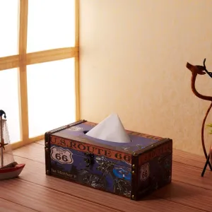 Blue Route 66 Tissue Box