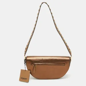 Bronze Leather Small Studded Olympia Shoulder Bag
