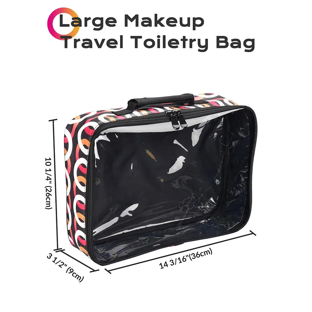 Byootique Essential Cosmetic Makeup Bag Travel Toiletry Clear Bag 14x10x3" Circle
